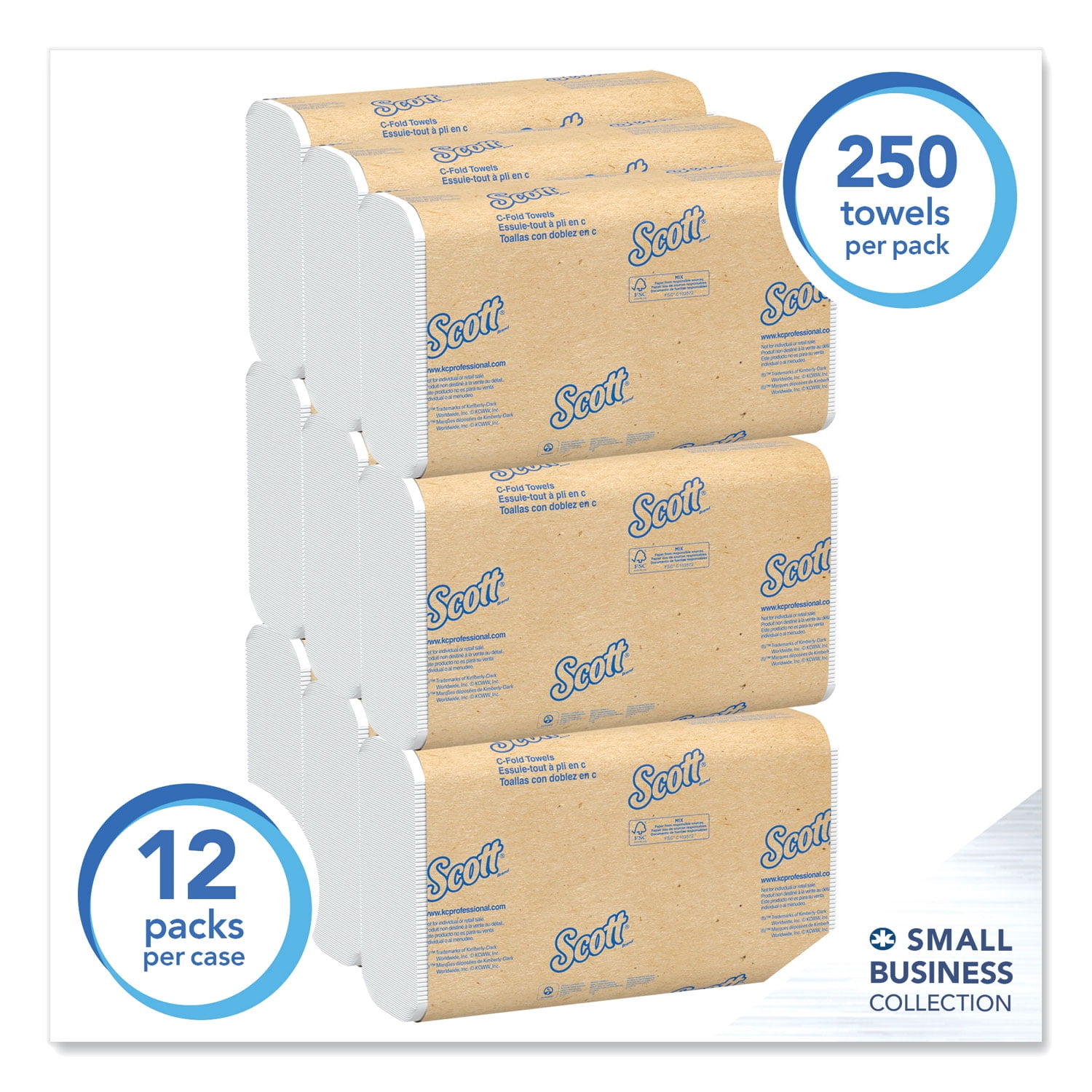 Scott Multi-Fold Towels, Absorbency Pockets, 9.4 x 9.2, White, 250 Sheets/Pack, 12 Packs/Carton -KCC03650 - 1