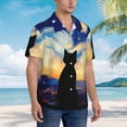 thumbnail image 3 of Fotbe Cat Under Starry Skies Camisa Hawaiana para Hombre Unisex – Camisa Casual de Verano con Botones de Manga Corta de Algodón y Lino,Large, 3 of 7