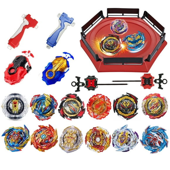 Bey Burst Gyro Toy Set with Arena Metal Fusion Attack Top Grip Toy Great Birthday Gift for Boys Children Kids Age 6 8 10 12+ Game Storage Box 12 Burs