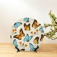 thumbnail image 6 of Picia Butterflies Pattern Bone China Decorative Plate – Wall Decor with Stand and Adhesive, Elegant Ornament for Living Room, Office, or Entryway-7in, 6 of 6