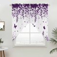 thumbnail image 2 of Swag Valance Curtains for Windows, Purple Spring Botanical Light Filtering Kitchen Curtains with Rod Pocket, Weeping Eucalyptus Butterfly Window Treatment Valances for Living Room, 28x36 - 2 PCS, 2 of 9