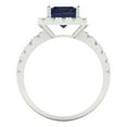 thumbnail image 4 of 3.84ct emerald cut blue sapphire 18k white gold halo Bridal Wedding Engagement Promise Anniversary Ring for Women size 9.5, 4 of 7