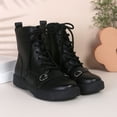 thumbnail image 5 of Bnwani Women Boots Footwear Toe Zipper Mid-Heel Ankle Strap Comfortable Casual Solid Boot Black Size 4.5, 5 of 9