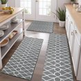 thumbnail image 2 of Gray Geometric Quatrefoil Pattern Kitchen Rugs Sets Of 3,Kitchen Runner Rugs Non Skid Washable,Decorative Kitchen Floor Mats for Kitchen,Sink,Laundry,17"x30"+ 17"x47" + 17"x59", 2 of 6