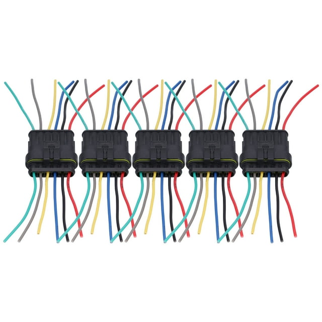 Electrical Connector, Wire Pin Connector Waterproof 5Pcs For Trucks 1P Black,1P Red,2P,3P,4P,5P,6P