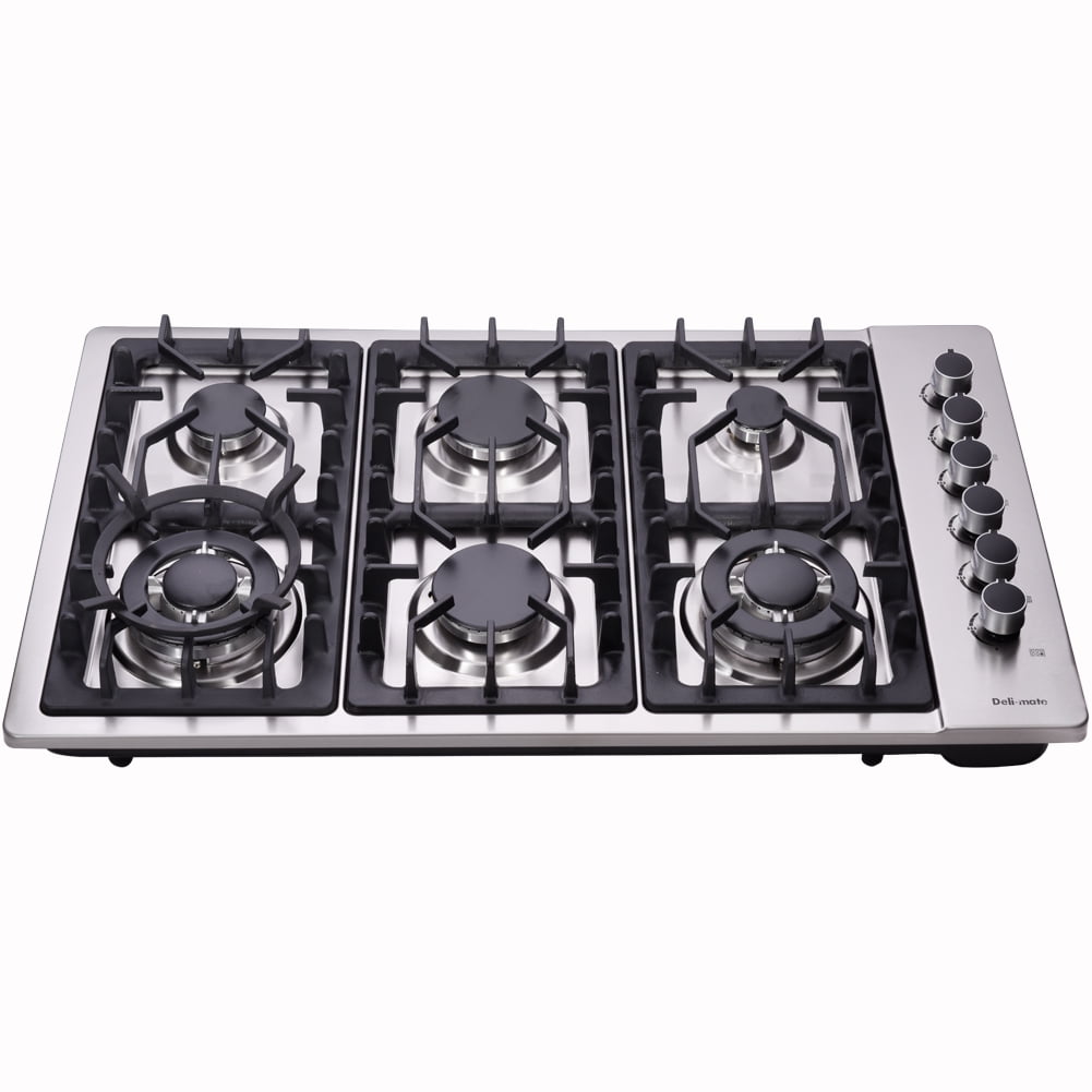 34" Cooktop Black Titanium Stainless Steel Built-in Stove NG/LPG Kitchen Gas Hob 