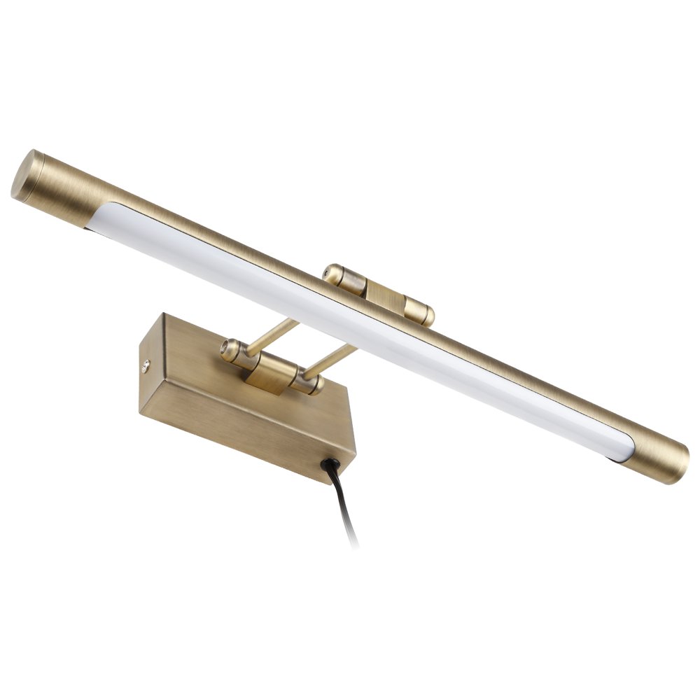 LEONLITE LED Straight Arm, Antique Brass Plugin/Hardwire Picture Light