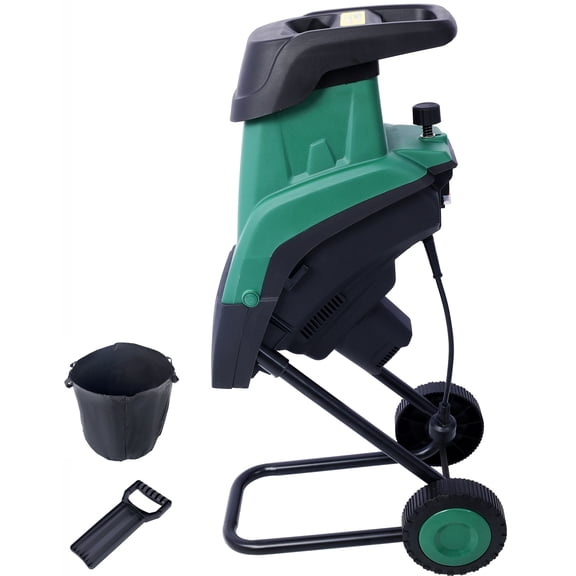 Seizeen Wood Chipper, 2-IN-1 Electric Leaf Chipper & Shredder, Portable Chipper/Shredder with Wheels & Handle, w/60L Collection Bag, Max 1.57’’ Cutting Dia