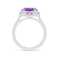 thumbnail image 2 of ANGARA Natural 4.3 ct Amethyst Floral Ring with Reverse Tapered Shank in 14K White Gold for Women (Size-12x10mm) | February Birthstone, Anniversary, Jewelry Gift for Women | Natural Amethyst Ring, 2 of 10