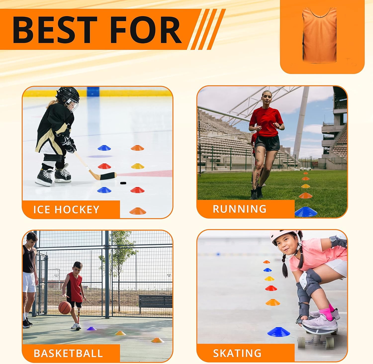 12 Pack Pinnies Scrimmage Vests Team Practice Training Jersey Plus 50 Packs Disc Cones Plus