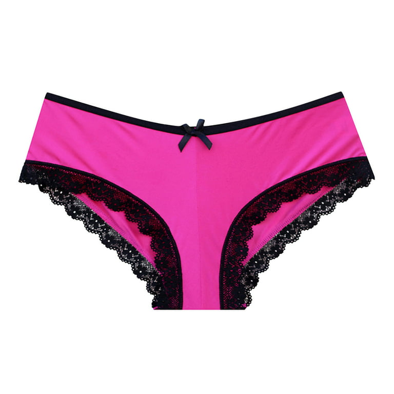 MRULIC panties for women Panties Stretch Soft Underwear Women Lace Sexy  Women's Panties Hot Pink + XXL