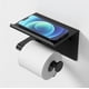 thumbnail image 4 of Soporte de pared para papel higiénico, compatible con Mega rollos, soporte de papel higiénico negro mate con estante, acero inoxidable inoxidable, 4 of 5