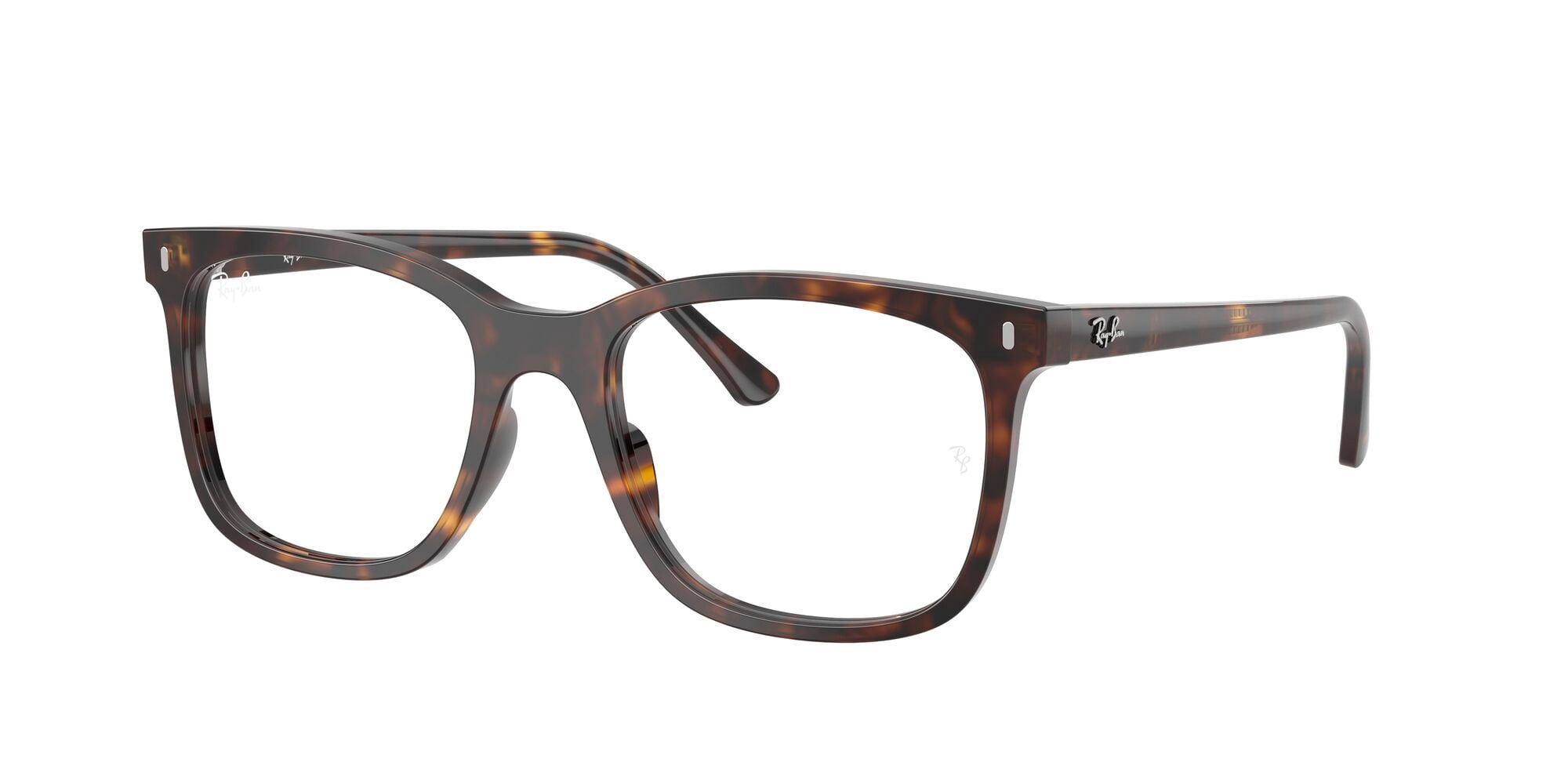 Ray-Ban Square Shaped Eye Glasses with Polished Havana Frames and Demo Lens, Size 51
