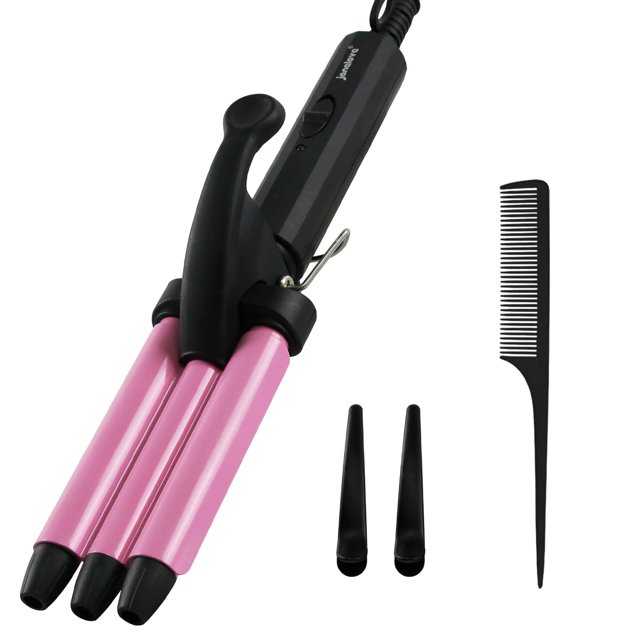 Mini rizador de cabello janelove Ondas de playa de 1/2 pulgada Rizador de cabello para cabello corto y mediano con 3 barriles de cerámica Herramienta para el cabello rizador para el hogar y los viajes