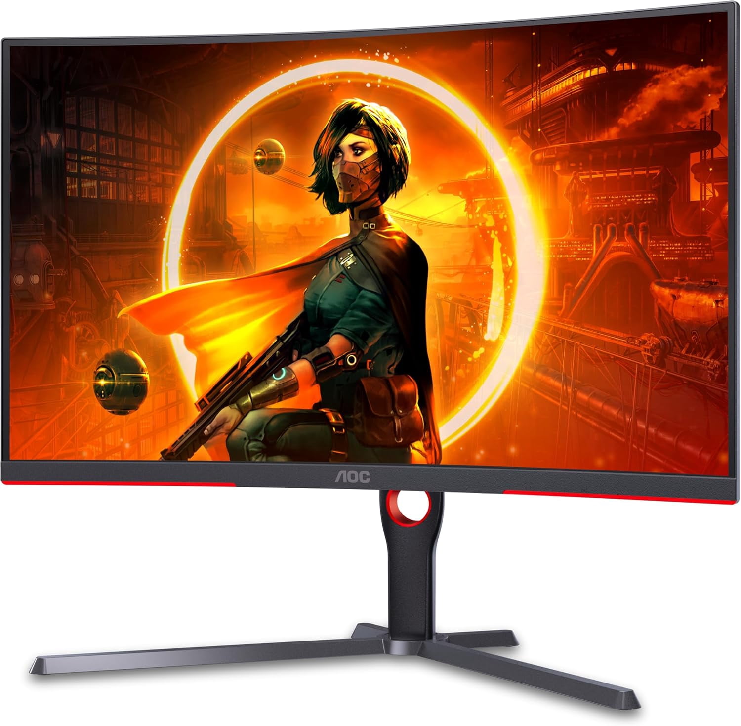 Restored AOC CQ32G3SU 32" Curved Frameless Gaming Monitor, 2K QHD 2560x1440, 165Hz 1ms, AMD FreeSync Premium, Height Adjustable, 2X HDMI 2.0, 1x Display Port, Xbox/PS5/Switch Ready