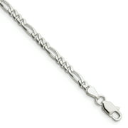 Sterling Silver 7in 4.00mm Figaro Chain Bracelet