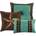thumbnail image 2 of Sapphire Home 7 Piece Queen Comforter Set with Shams Bedskirt Cushions, Country Western Star Design Bed Cover Bed in a Bag, Brown Coffee Turquoise, 7pc Queen Star Turquoise, 2 of 3