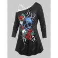thumbnail image 2 of Conjunto Camisola Camiseta Talla Extra Estampado Cráneo y Crisscross Rosegal  Mangas largas de talla grande, 2 of 5