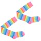thumbnail image 2 of Sonducket Paquete de 2 calcetines a rayas de talla grande hasta el muslo, elasticidad, transpirabilidad, cómodos, cálidos, apariencia de moda, medias Medias arcoiris rosa Sonducket AP008874-13, 2 of 6
