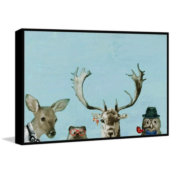 Too Cool for the Party in Blue Floater Framed Painting Print on Canvas