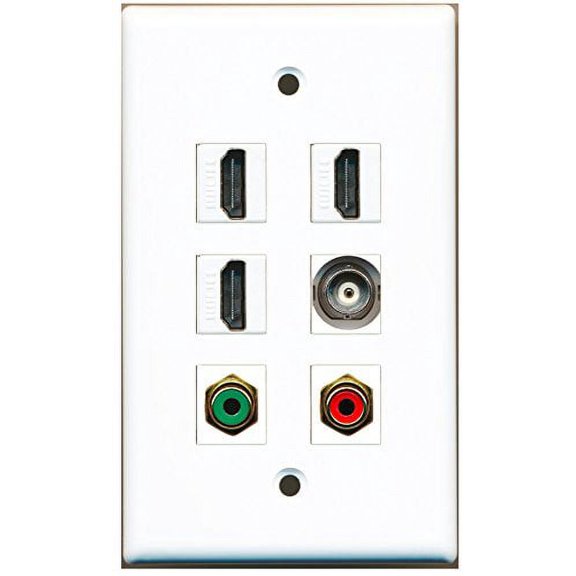 RiteAV - 3 HDMI 1 Port RCA Red 1 Port RCA Green 1 Port BNC Wall Plate