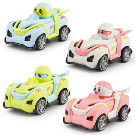 4 Pcs Car Toys for Toddlers 1-3 Year Old Boys, Press and Go Cartoon Truck Educational Baby Toys 1 Year Old, Christmas Birthday Gifts for Kids Boys Girls