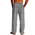 thumbnail image 6 of Fewfanhot Men's Plaid Print Pajama Pants Loose Straight Vintage & Elastic Waist Casual Leisure Sleepwear Pants with Pockets, 6 of 9