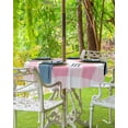 thumbnail image 5 of Outdoor Tablecloth with Umbrella Hole and Zipper Pink Plaid Round Outdoor Tablecloths 60 Inch Table Cloths Spring Buffalo Stripe Patio Table Cloth Cover for Outdoor Tables Picnic Garden, 5 of 6