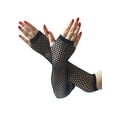 thumbnail image 4 of Liacowi 80s Fingerless Black Long Gloves Pierced Elbow Length Fishnet Satin Gloves for Women in Theme Party Costume Accessories, 4 of 5
