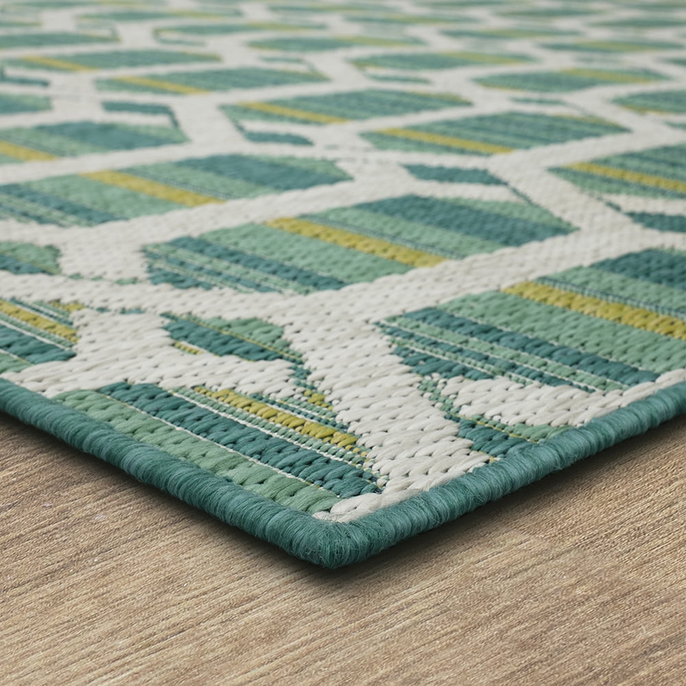 Mohawk Home Clemente Geo Outdoor Area Rug, Teal, 2' 6" x 6'