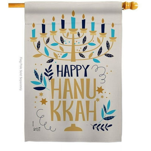 Angeleno Heritage H137328-BO 28 x 40 in. Happy Hanukkah House Flag with Winter Double-Sided Decorative Vertical Flags Decoration Banner Garden Yard Gift