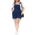 thumbnail image 5 of MODA NOVA Juniors' Plus Size Roll Hem Jeans Tapered Overalls Short Without Tube Top, 5 of 6