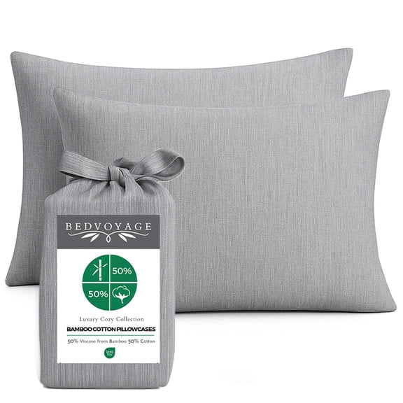 Cozy Bamboo Cotton Pillowcases - Viscose from Bamboo Cotton - Silver