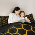thumbnail image 4 of Feelyou Orange Honeycomb Bedding Comforter Set 7 Pieces, Abstract Lines Full Bedding Set, 4 of 8