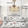 thumbnail image 2 of FINE MAKER 42" Gold Crystal Invisible LED Living Room Ceiling Fan Light with Remote Control, 2 of 12