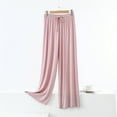 thumbnail image 2 of Women'S Pants Summer Loose Fit Ruffles Straight Drawstring Trousers High Waisted Basketball Light Pink Lounge Pajama Pant M, 2 of 8