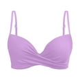thumbnail image 5 of Bikini Top Women Swimwear Tops Underwire Full Coverage Push Up Swim Crop Top Tie Back Bathing Suit Tops Purple M, 5 of 5