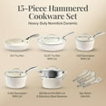 thumbnail image 3 of Gotham Steel Hammered 15 Pc Ceramic Pots and Pans Set Non stick, Ceramic Cookware Set with Utensils, Pots and Pans for Cooking, Non Toxic Pot and Pan Set, Kitchen Set, Oven/Dishwasher Safe, Cream, 3 of 9
