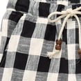 thumbnail image 6 of Thousandth Men's Summer Color Plus Size Blocked Checkered Cottonlinen Five Quarter Pants Casual Pants Straight Leg Beach Pants Men's Shorts, 6 of 7