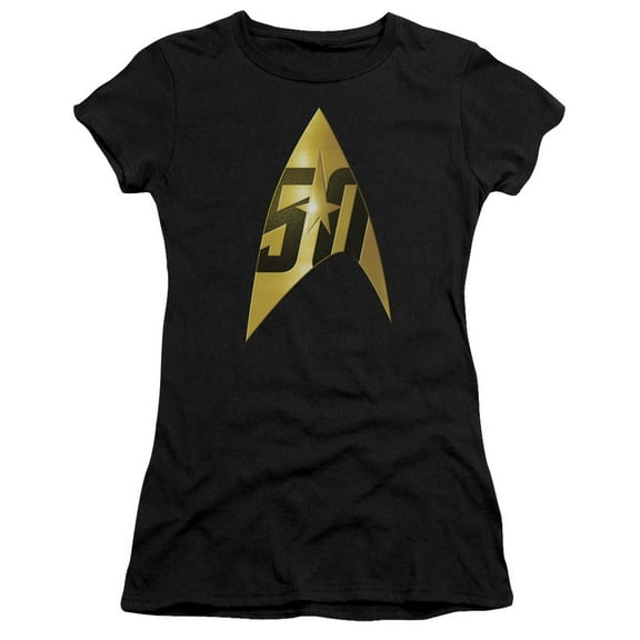 Star Trek 50Th Anniversary Delta Junior Women's Sheer T-Shirt Black