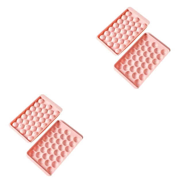 Bewildely 33 Grids Ice Cube Tray Molds Kitchen Reusable Making Layer PP Shaped Icing Round Cubes Trays Makers Double Moulds Tools Rosa 33 Rejillas 2Conjunto