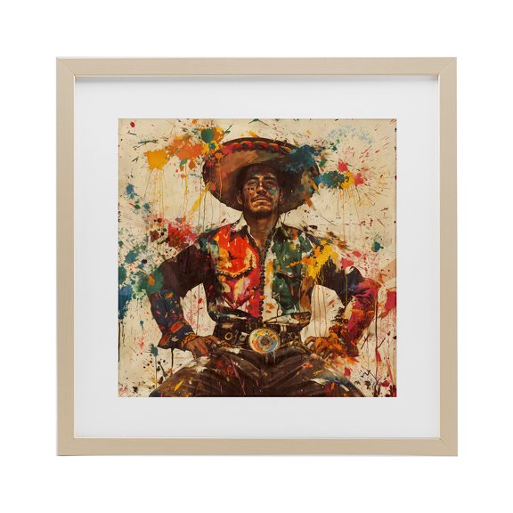 Stupell Industries Modern El Mexicano with Paint Splatters Birch Framed Print Under Glass, 13 x 13, by Marta Wiley