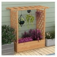 Raised Garden Bed with Trellis, Freestanding Wood Planter Box w/Hanging