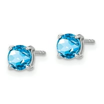 Primal Gold 14 Karat White Gold Round Blue Topaz Earrings