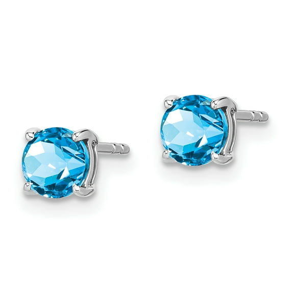 Primal Gold 14 Karat White Gold Round Blue Topaz Earrings