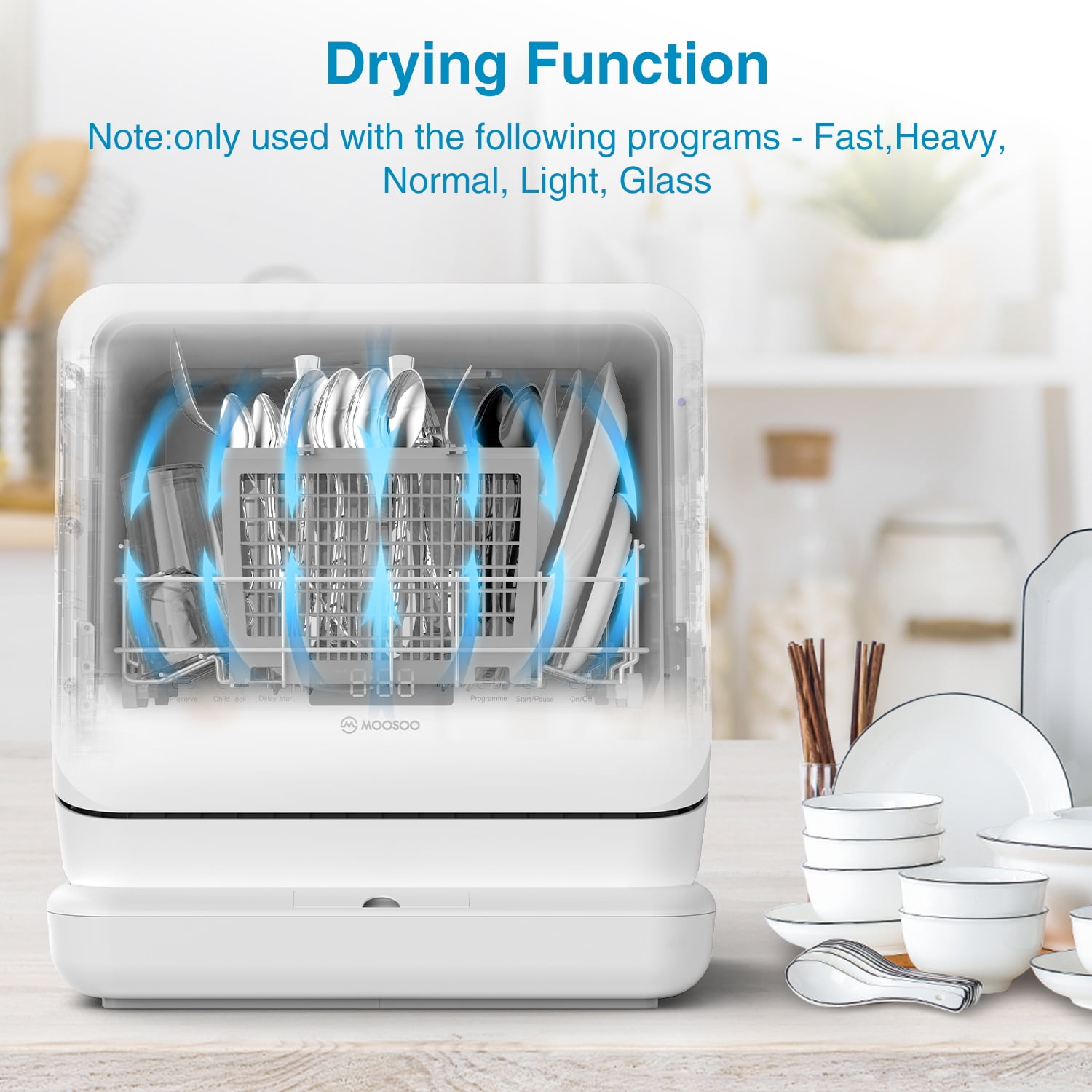 Buy MOOSOO Countertop Dishwasher, with 7.5Liter Builtin Water Tank