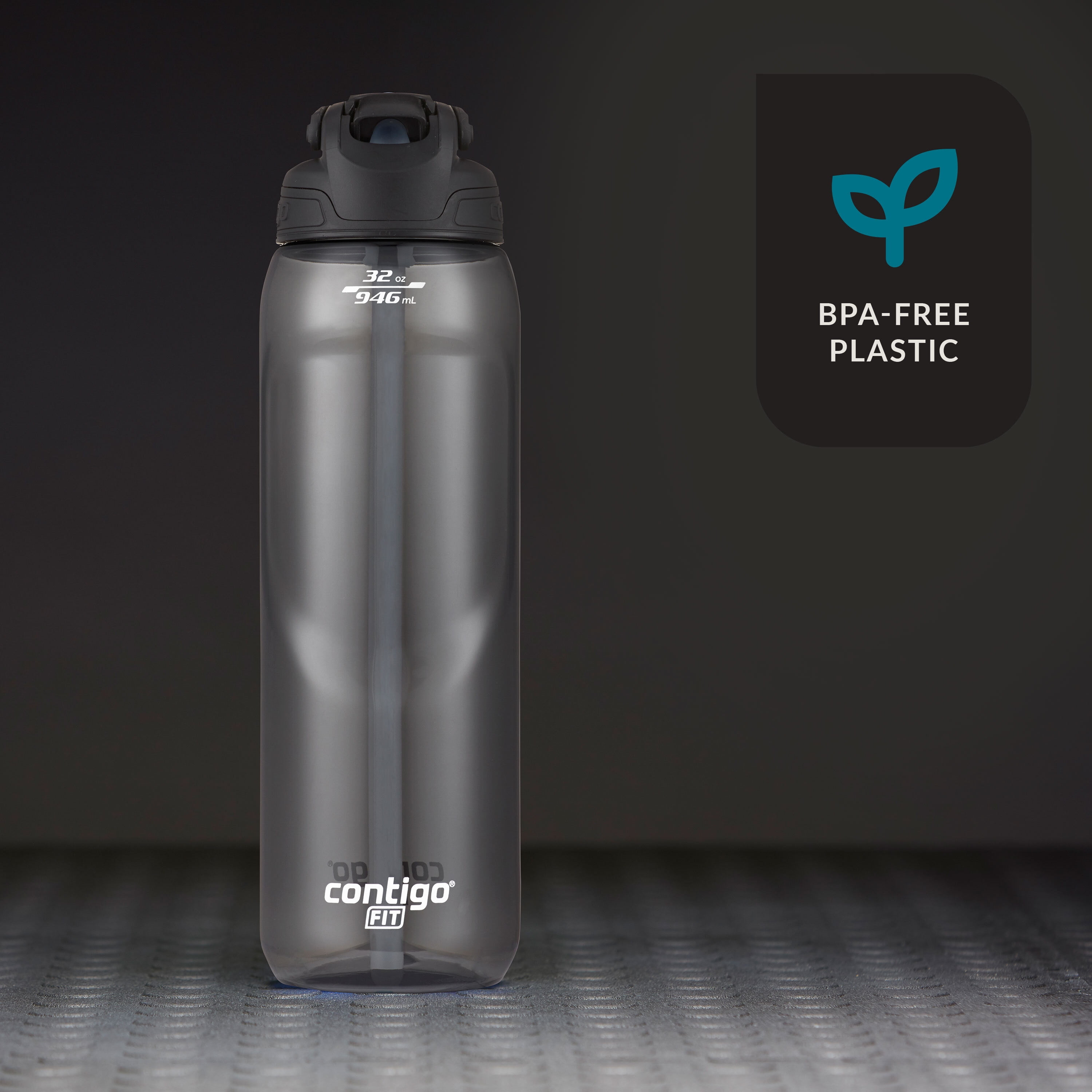 Contigo Fit Plastic Water Bottle with AUTOSPOUT Straw Lid, Black Licorice,  32 fl oz. 