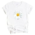 thumbnail image 4 of Jophufed Plus Size Women Short Sleeve Floral Printed Sunflower O-Neck Tops T-Shirt Blouse Gifts, 4 of 5