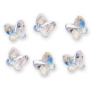 - Swarovski Crystal, #5754 Butterfly Beads 8mm, 6 Pieces, Crystal AB