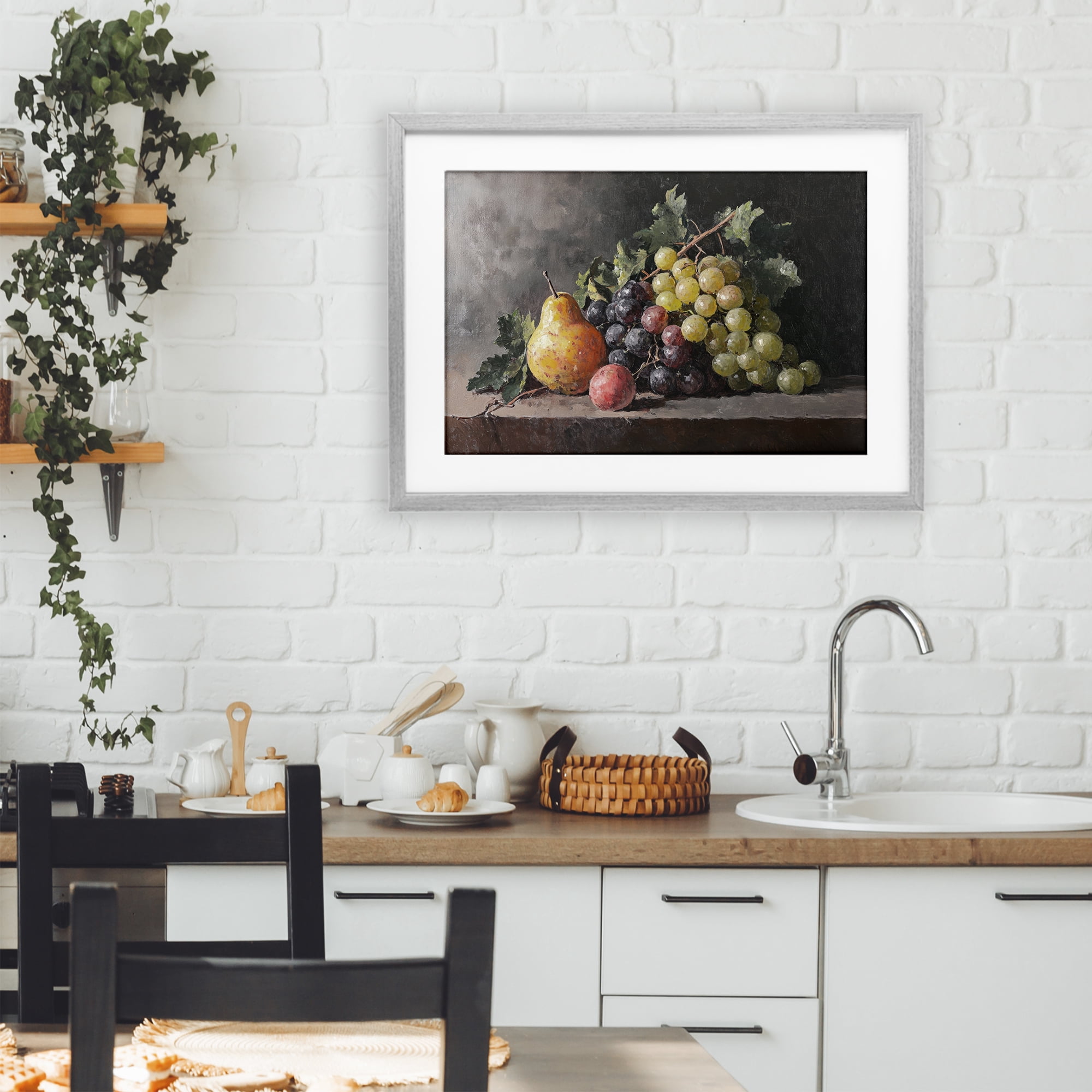 Stupell Industries Bountiful Fruit Classic Still Life Gray Framed Print Under Glass, design by Petal Prints Design